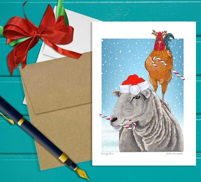 Christmas on Farm - A cards set features my holiday animals - Handmade cards to share the joy of the season with your friends and family - image4